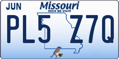 MO license plate PL5Z7Q