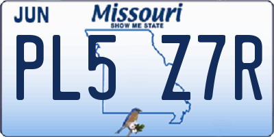 MO license plate PL5Z7R