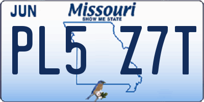 MO license plate PL5Z7T