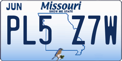 MO license plate PL5Z7W