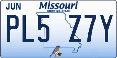 MO license plate PL5Z7Y