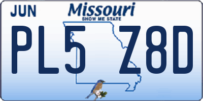 MO license plate PL5Z8D