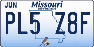 MO license plate PL5Z8F