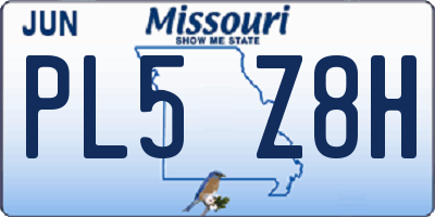 MO license plate PL5Z8H