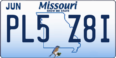 MO license plate PL5Z8I