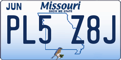 MO license plate PL5Z8J