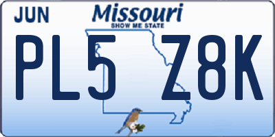 MO license plate PL5Z8K
