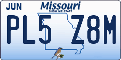 MO license plate PL5Z8M