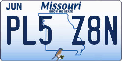 MO license plate PL5Z8N