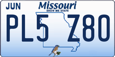 MO license plate PL5Z8O