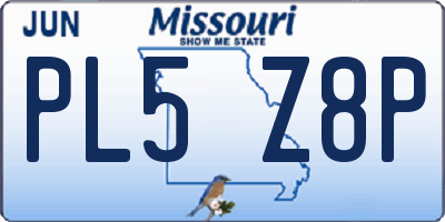 MO license plate PL5Z8P