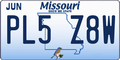 MO license plate PL5Z8W