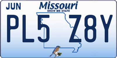 MO license plate PL5Z8Y