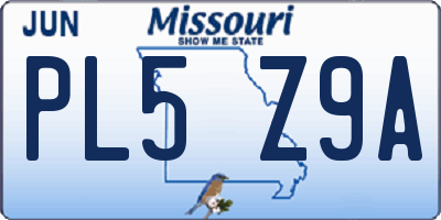 MO license plate PL5Z9A