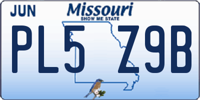 MO license plate PL5Z9B