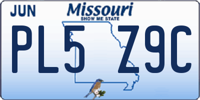 MO license plate PL5Z9C