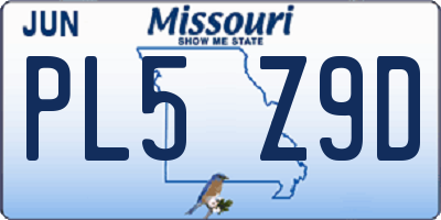 MO license plate PL5Z9D