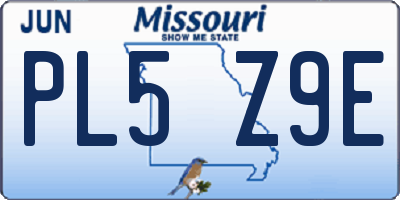 MO license plate PL5Z9E