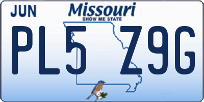 MO license plate PL5Z9G