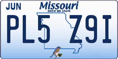 MO license plate PL5Z9I