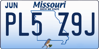 MO license plate PL5Z9J