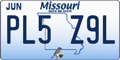 MO license plate PL5Z9L