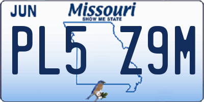 MO license plate PL5Z9M