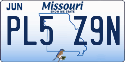 MO license plate PL5Z9N