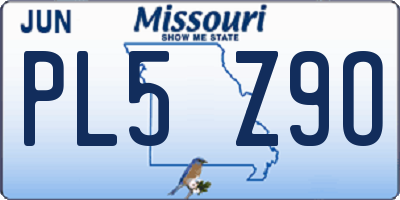 MO license plate PL5Z9O