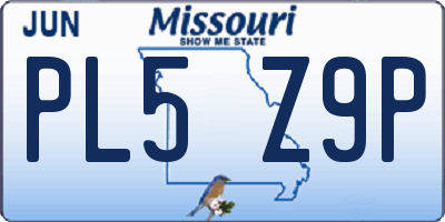 MO license plate PL5Z9P