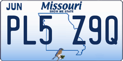 MO license plate PL5Z9Q