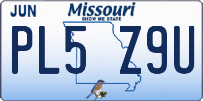 MO license plate PL5Z9U