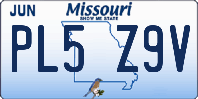 MO license plate PL5Z9V