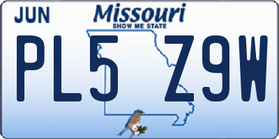 MO license plate PL5Z9W