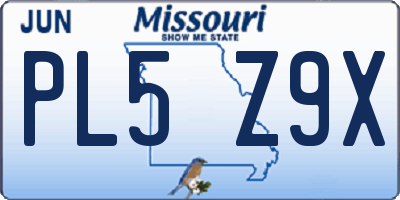 MO license plate PL5Z9X
