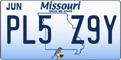MO license plate PL5Z9Y