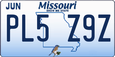 MO license plate PL5Z9Z