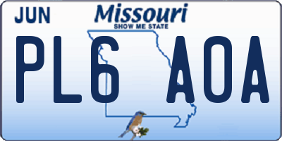 MO license plate PL6A0A