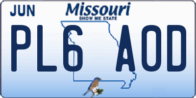 MO license plate PL6A0D