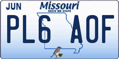 MO license plate PL6A0F