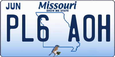 MO license plate PL6A0H