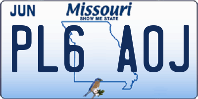 MO license plate PL6A0J