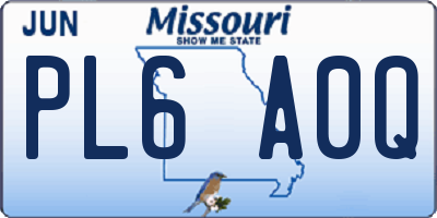 MO license plate PL6A0Q