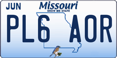 MO license plate PL6A0R