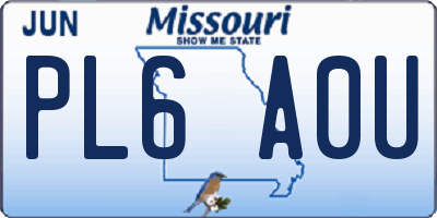 MO license plate PL6A0U