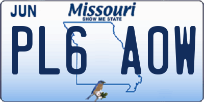 MO license plate PL6A0W