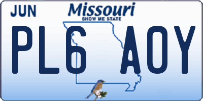 MO license plate PL6A0Y