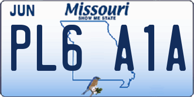 MO license plate PL6A1A