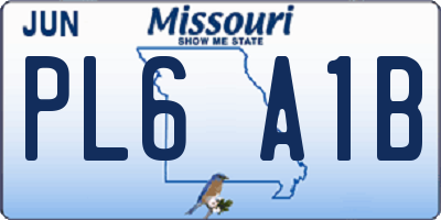 MO license plate PL6A1B