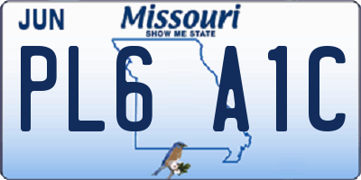 MO license plate PL6A1C
